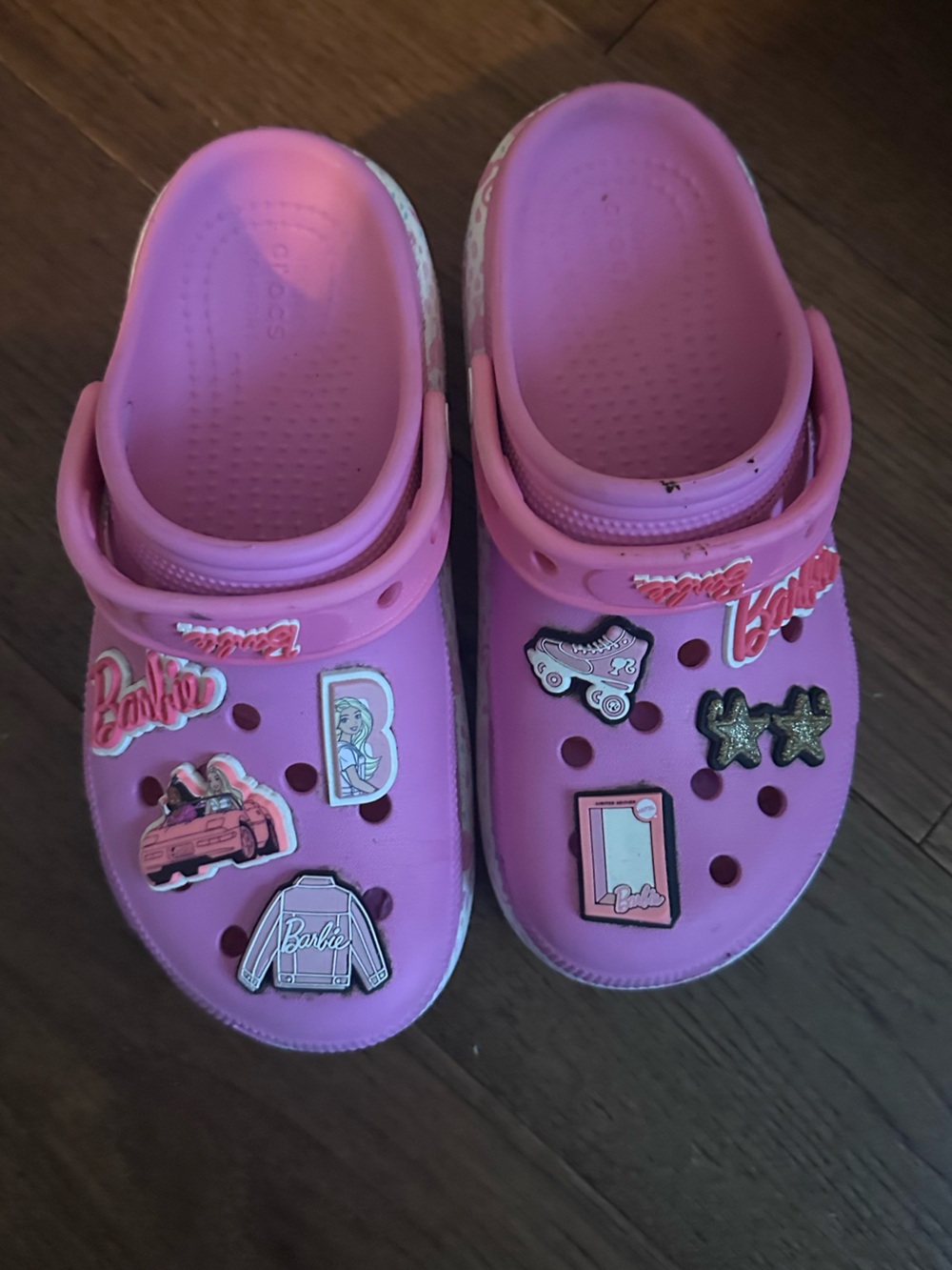 CROCS Kids Barbie Pink Clog‎ Sandals with Fun Charms Limited Edition